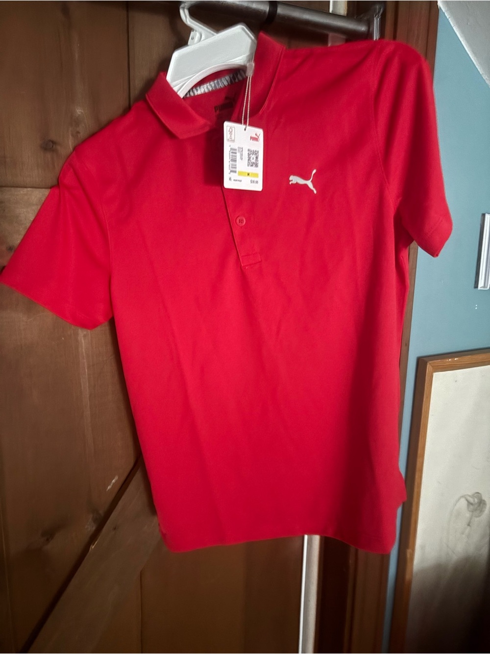 Puma Kids Bright Red Polo Shirt with White Logo